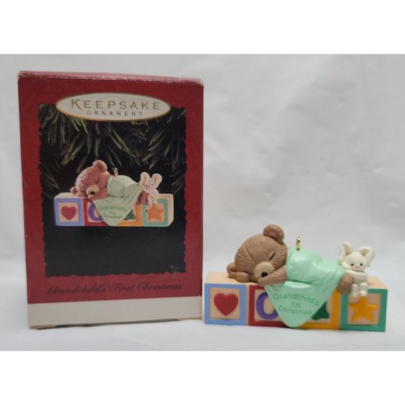 Hallmark Other - 1995 Hallmark Keepsake Ornament GRANDCHILD'S FIRST CHRISTMAS Teddy Bear Sleep